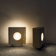 Travertine table lamps by Giuliano Cesari for Nucleo Sormani, 70s, set of 2