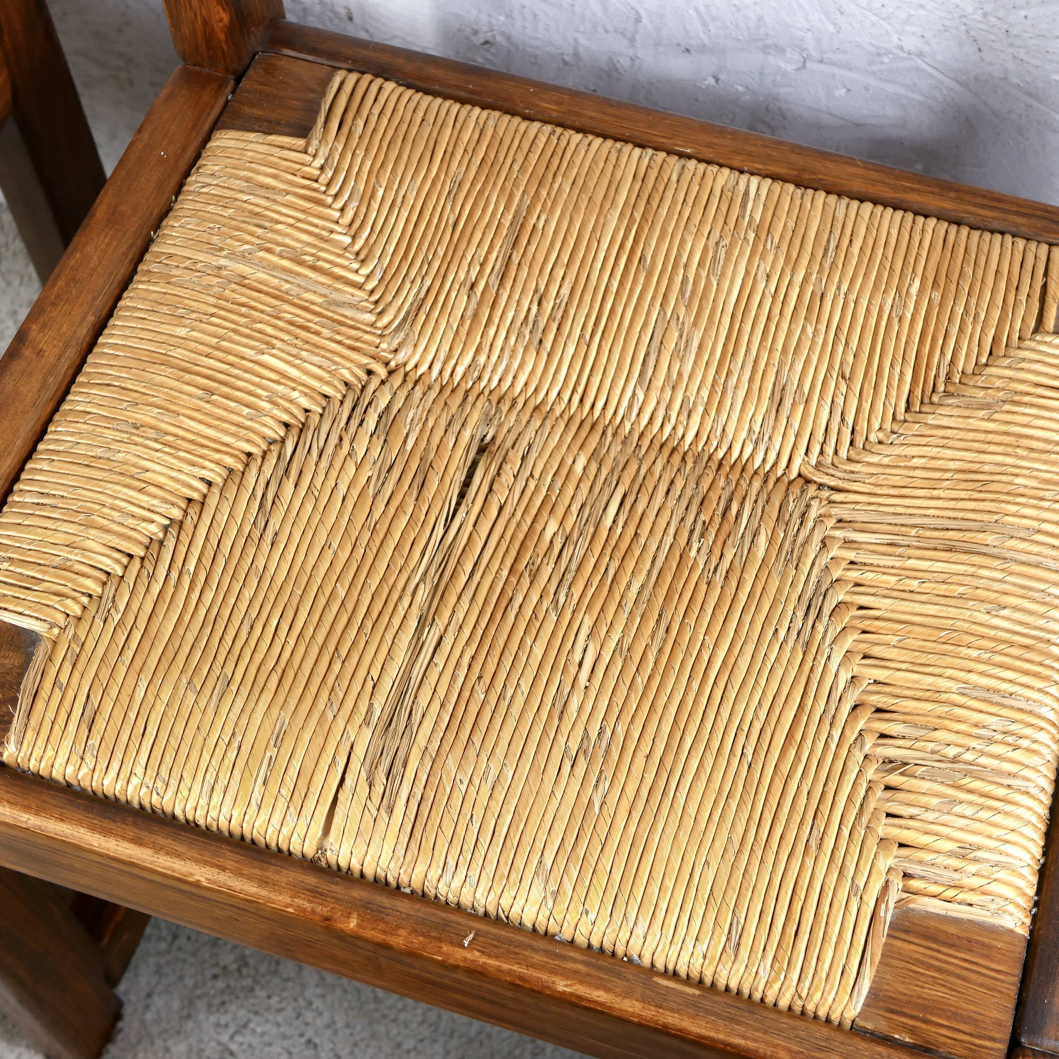 Series of 6 chairs in elm and rope Maison Regain