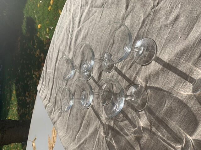 6 vintage transparent glass champagne glasses
