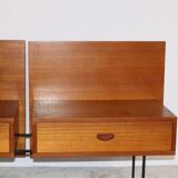 Floating bedside tables in teak veneer - Belgium - 1960's