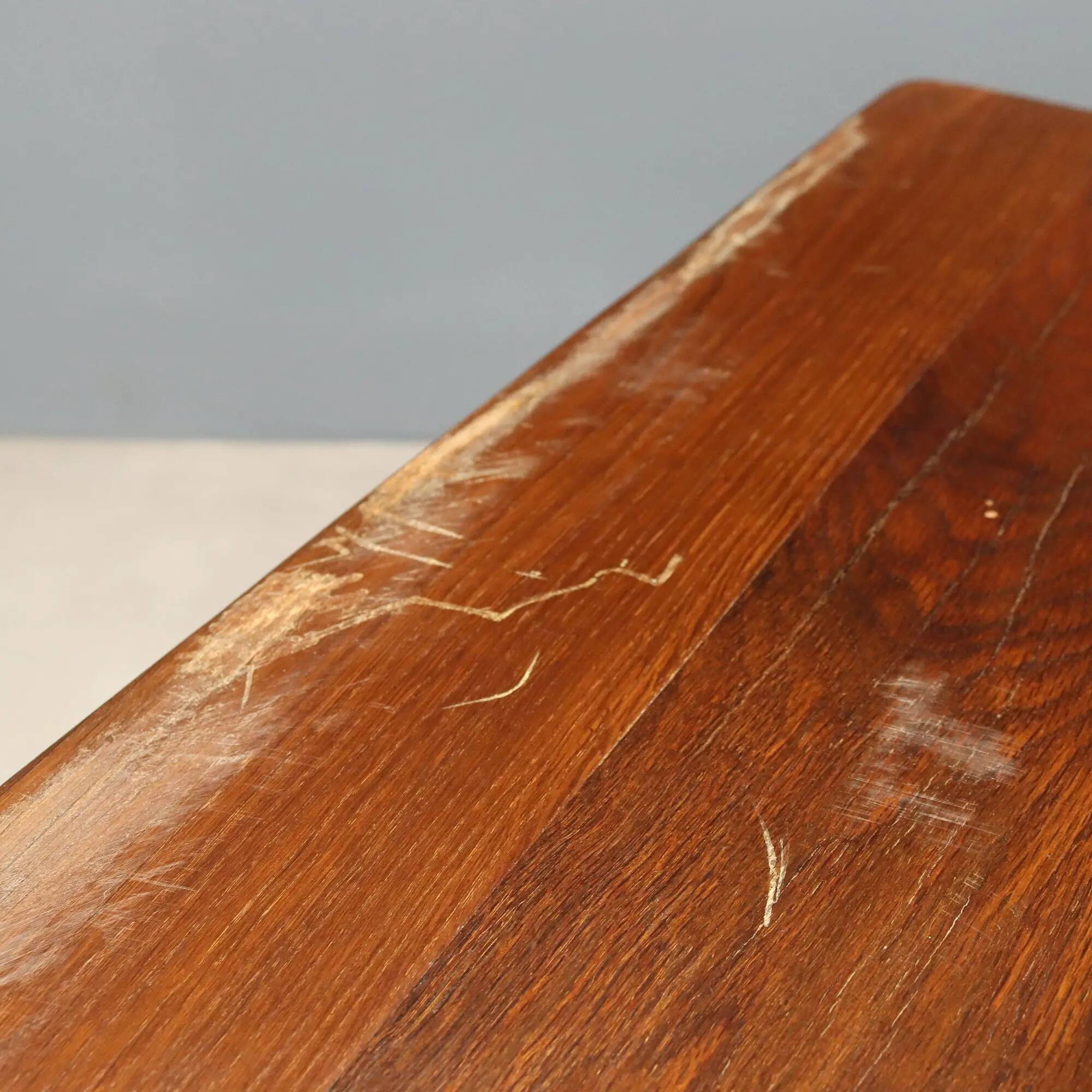 Old refectory table in stained walnut oak, Italy, 20th century