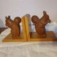 Vintage hand-carved wooden squirrel bookend