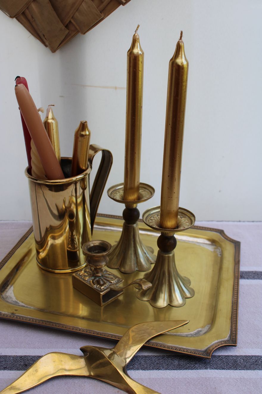 Pair of golden candle holders