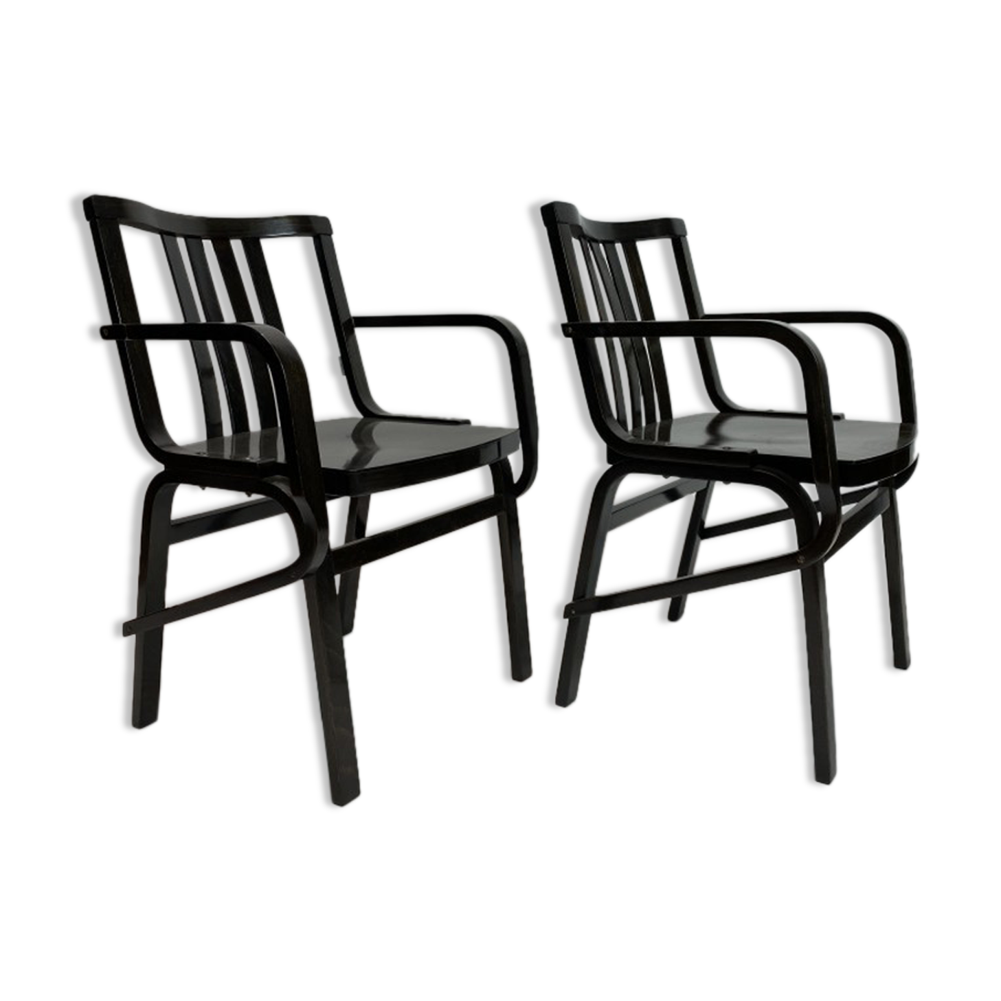 Fauteuils en bois plié noir par Ton