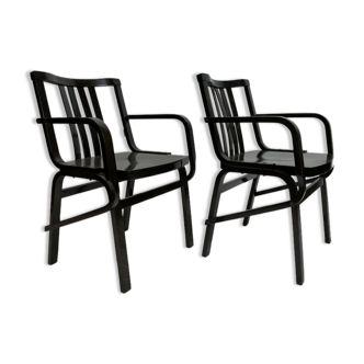 Black bentwood armchairs by Ton