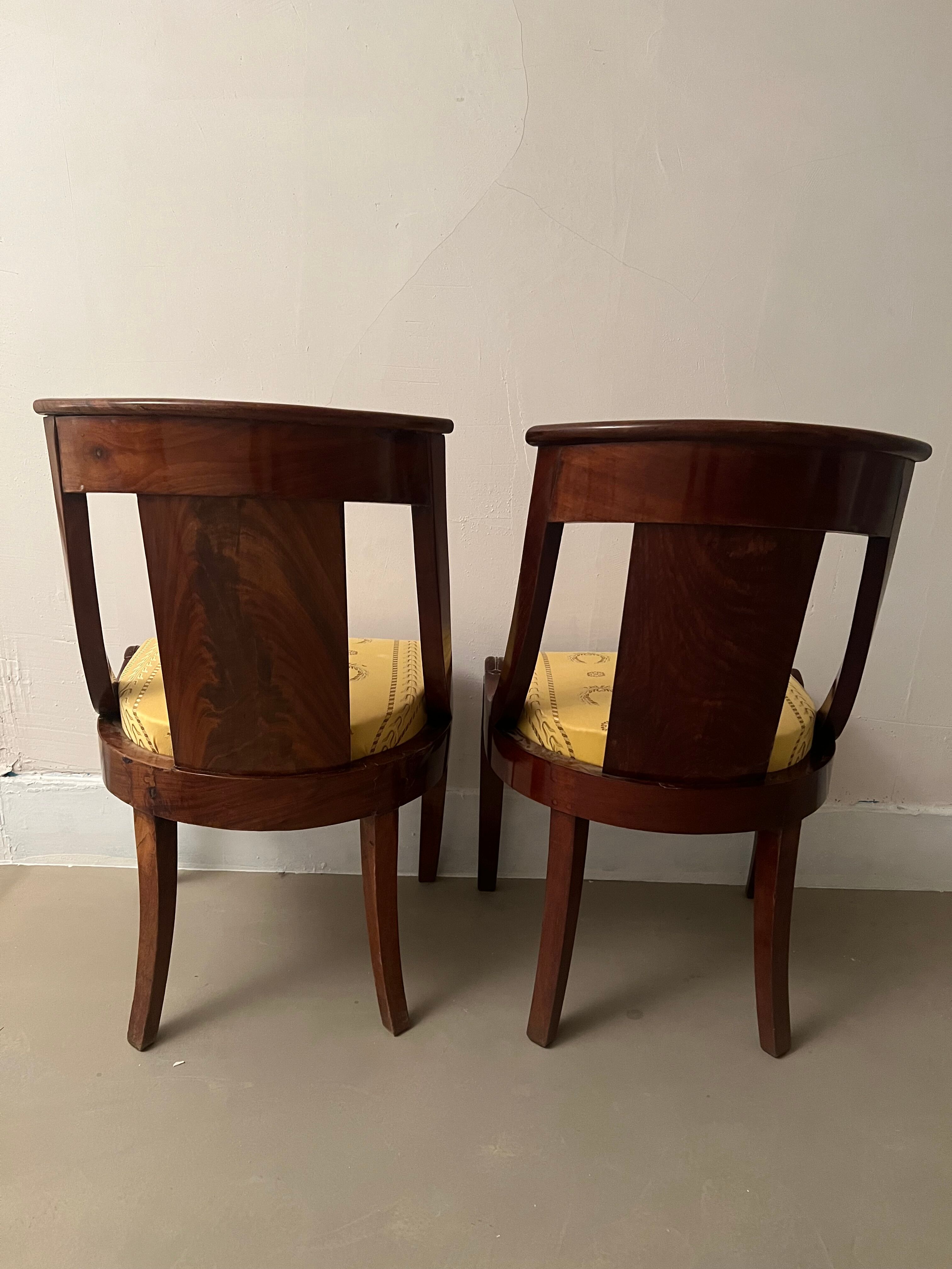 Pair of mahogany empire chairs