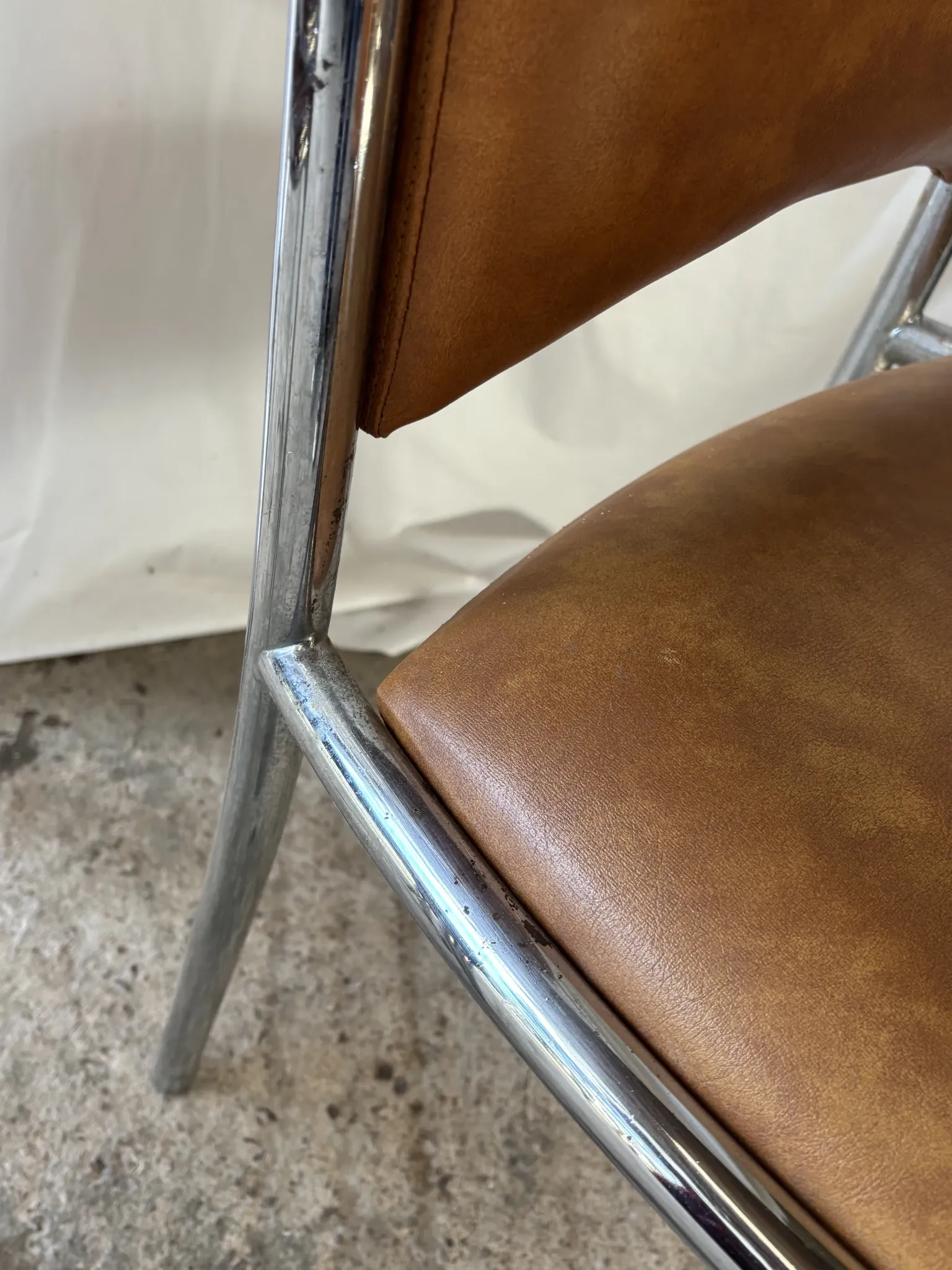 Set of 4 vintage tubular chrome chairs