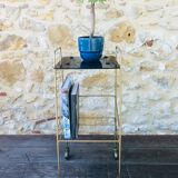 Vintage side table in brass and smoked glass, 1960
