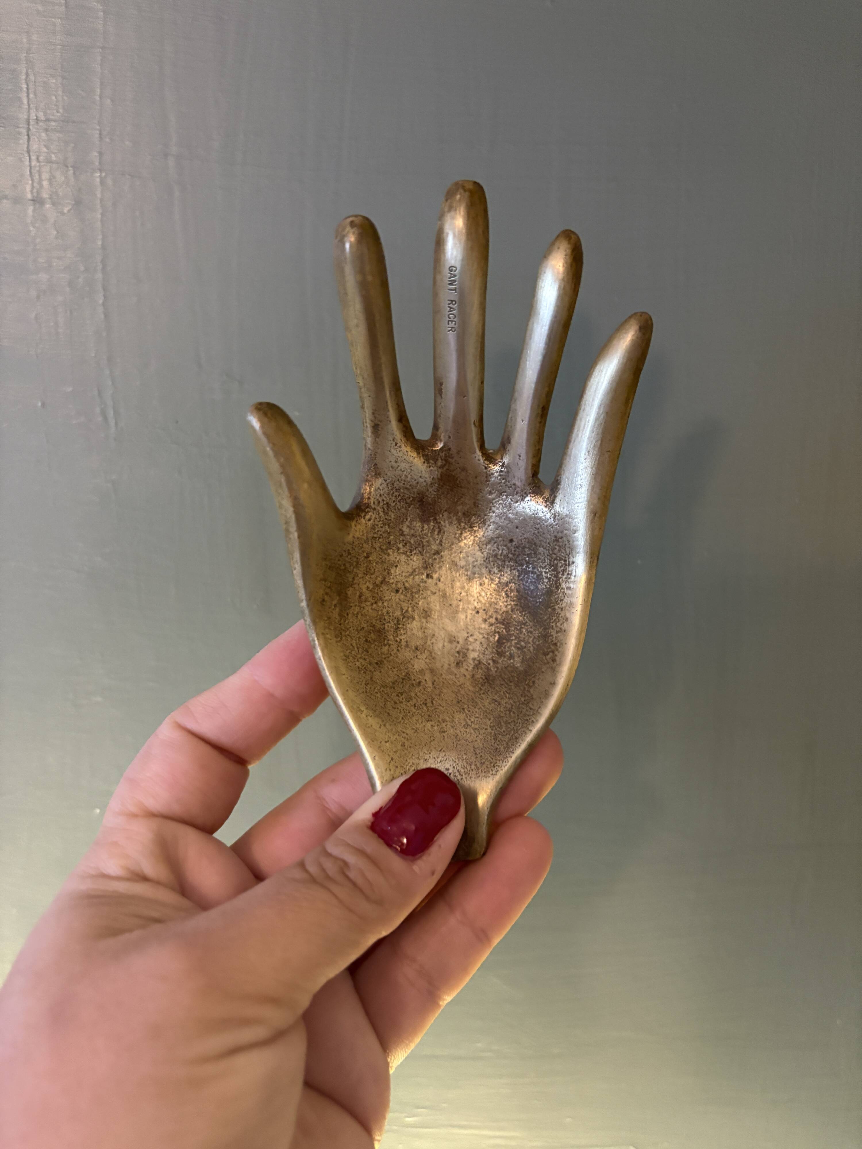 Vintage brass hand ashtray/trinket tray