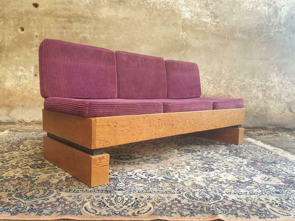 Old sofa design retro purple couch 60s