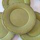 6 olive green plates with dotted relief, workshop ceramic style