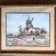 Old painting, mill in the countryside