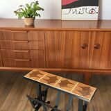 Porte-revue en céramique et fer noir orange et marron années 70