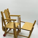 Vintage wooden doll high chair convertible into a walker