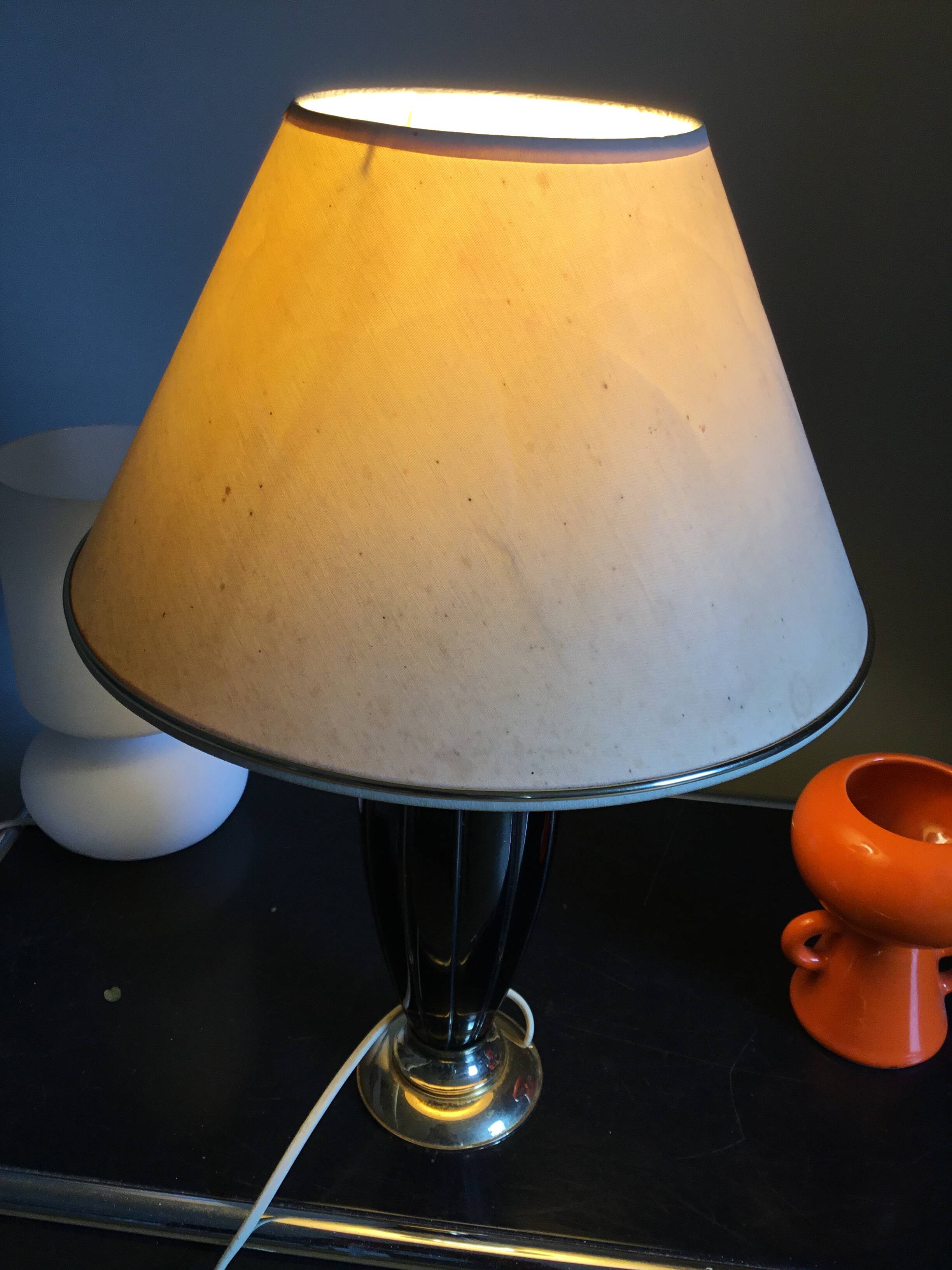 Vintage gold and black ceramic lamp
