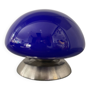 Lampe champignon vintage - opaline bleue