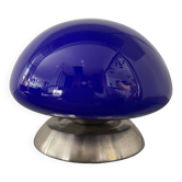 Lampe champignon vintage en opaline bleue années 80
