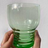 5 vintage green blown glass water glasses
