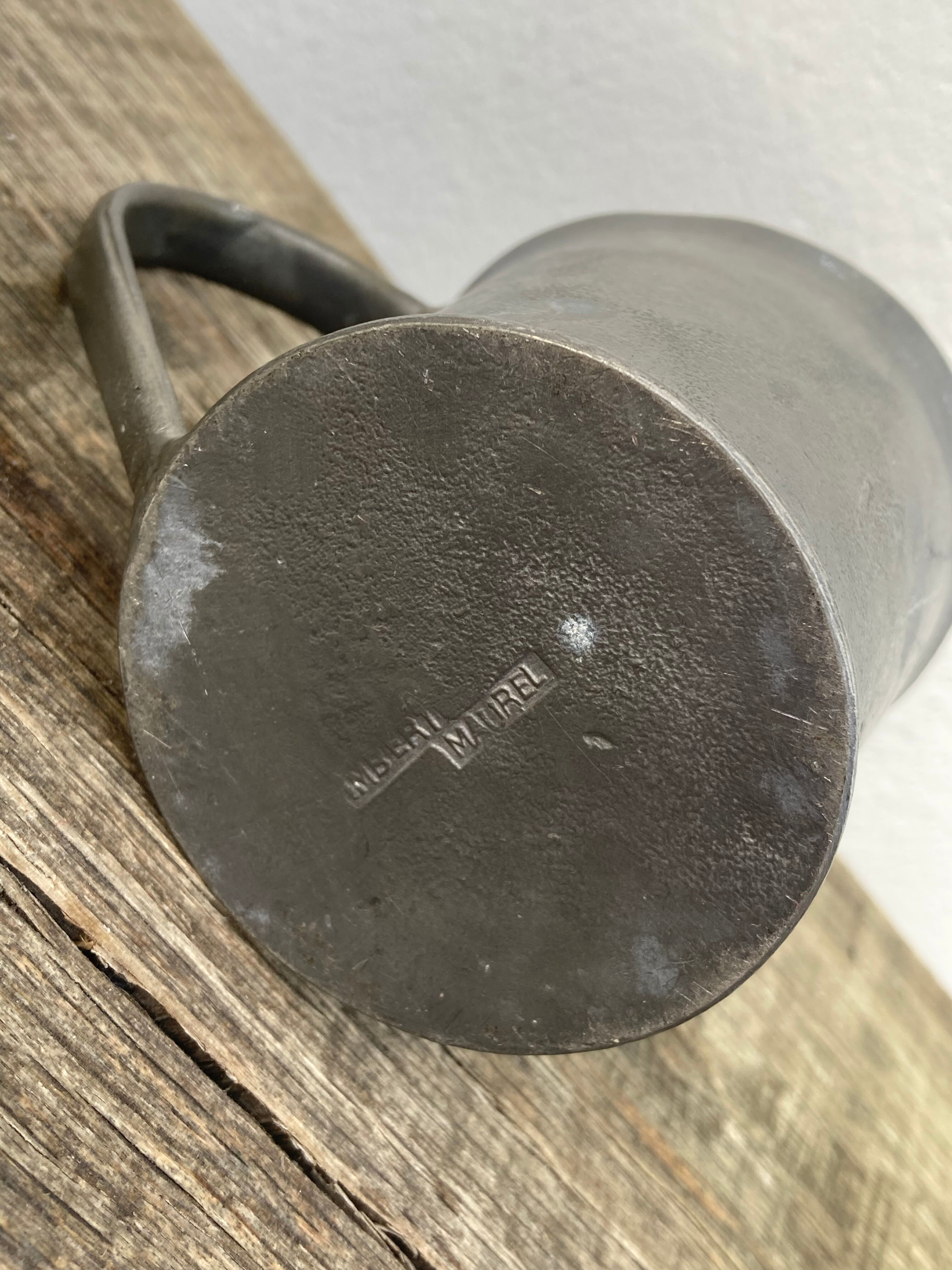 Pair of brutalist pewter cups signed