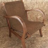 Bauhaus armchair in wood and rope by Erich Dieckmann