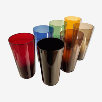 Service complet verres colorés années 60