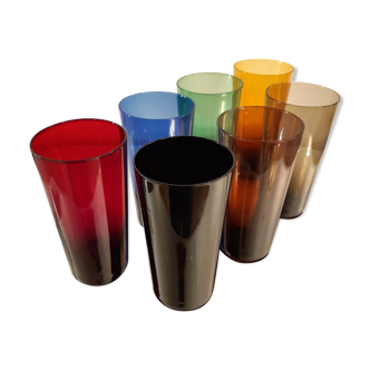 Service complet verres colorés années 60