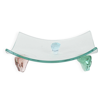 Glass platter, Italian design, 1970s, made in Italy