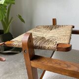 Pair of oak and straw armchairs, reconstruction style