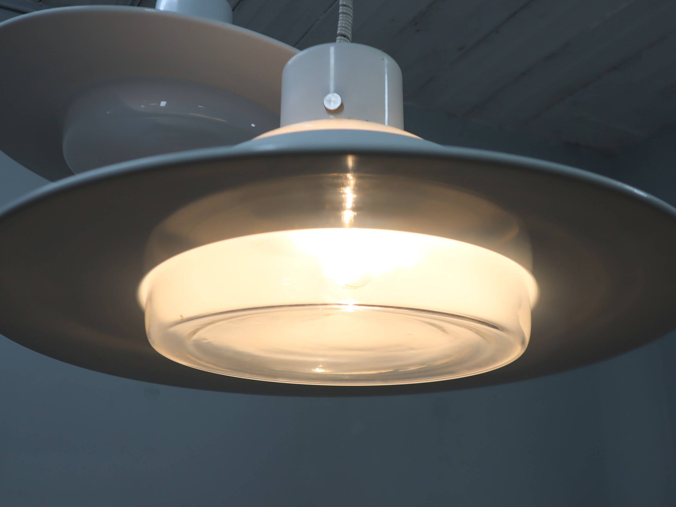 Space Age VeLuce Murano hanging disc lamp 1960s, set of 4