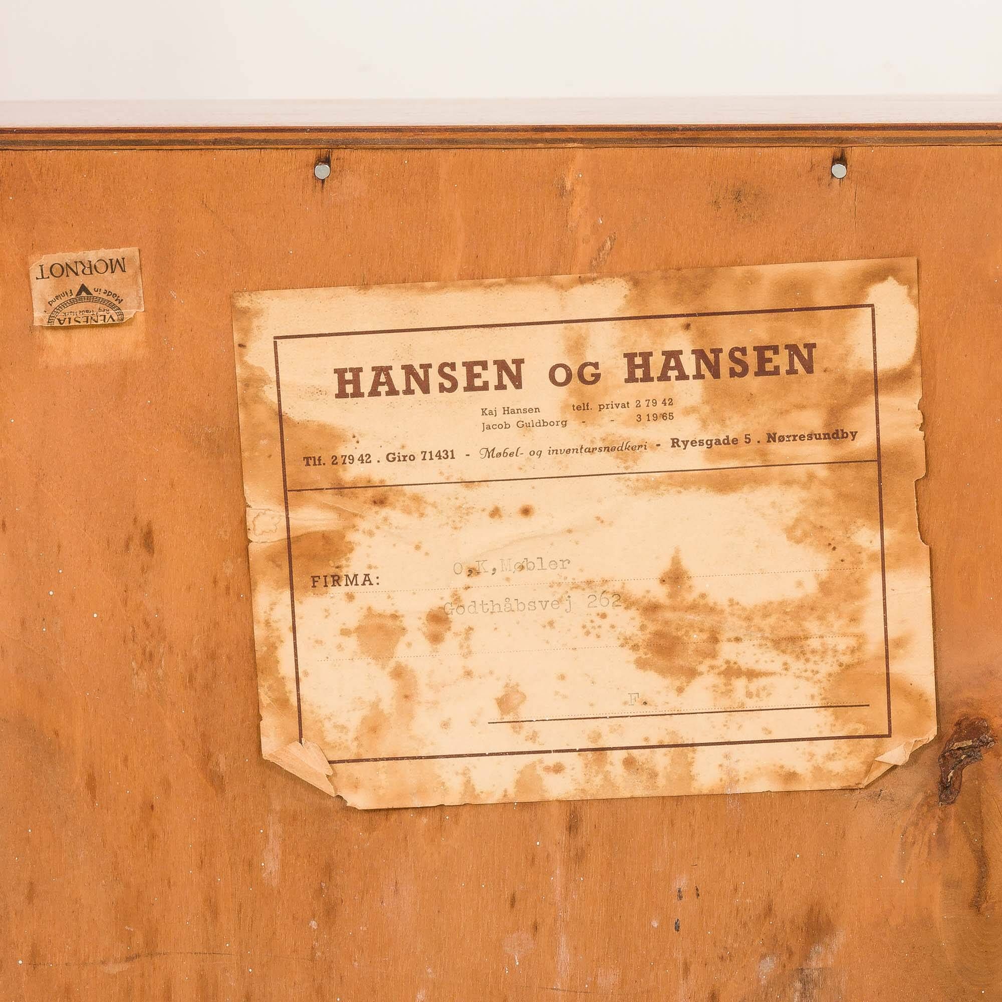 Hansen and Guldborg teak wall unit with a bar cabinet, Denmark 1950s
