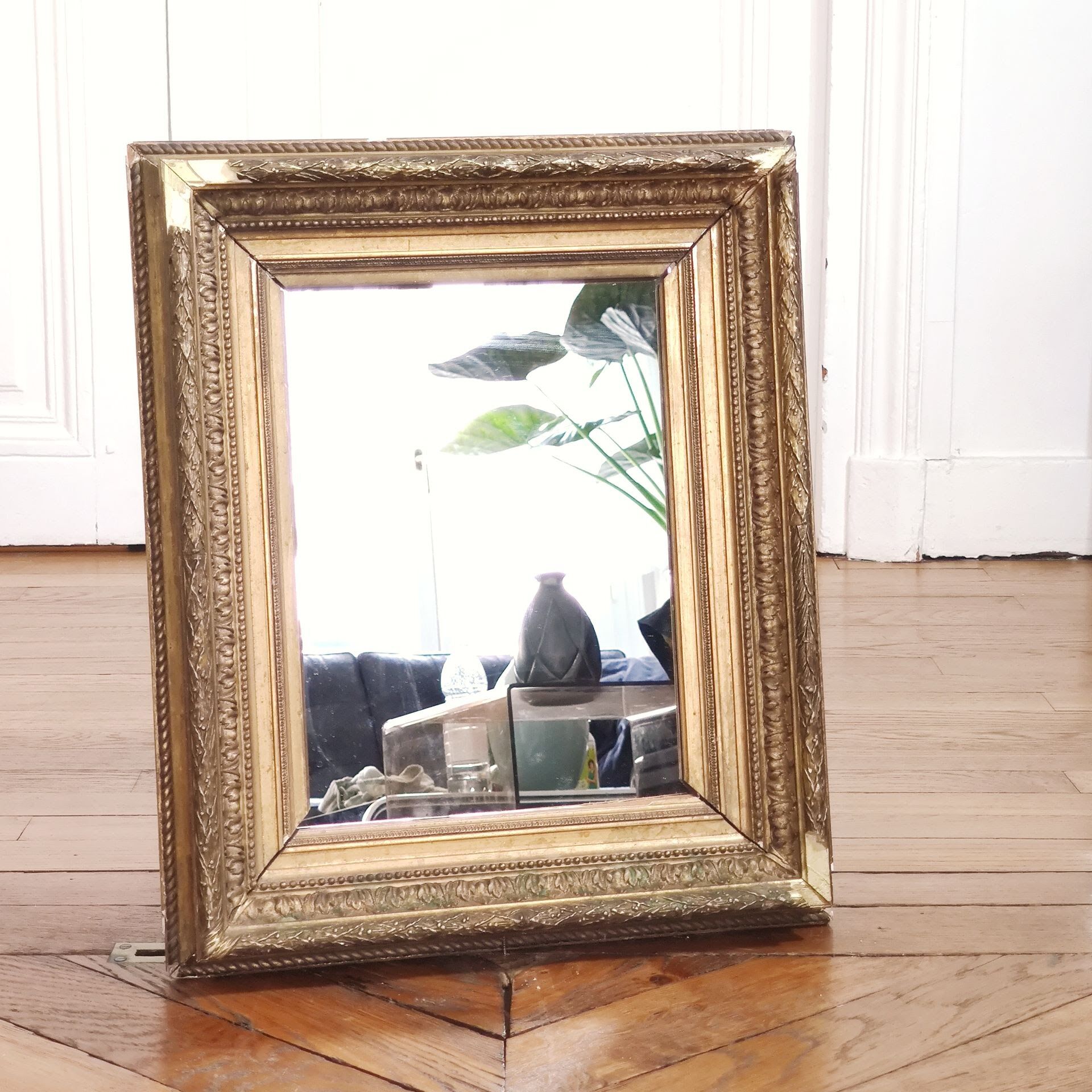 Barbizon-style gold leaf mirror