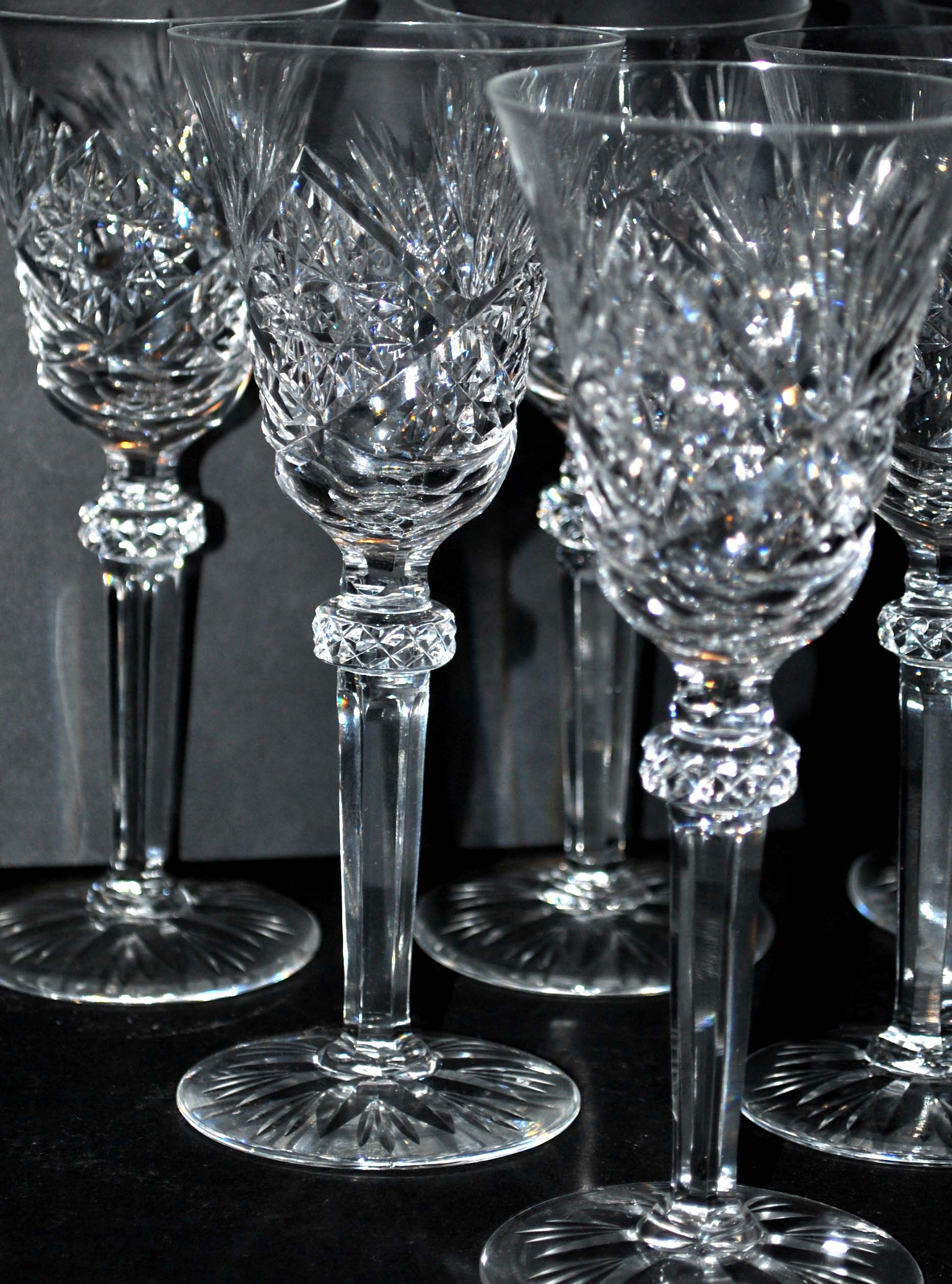 Set of 6 diamond cut crystal wine glasses lemberg or saint-louis 17cm