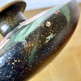 Painted terracotta vase signed with rose motifs, 1950s-1960s.