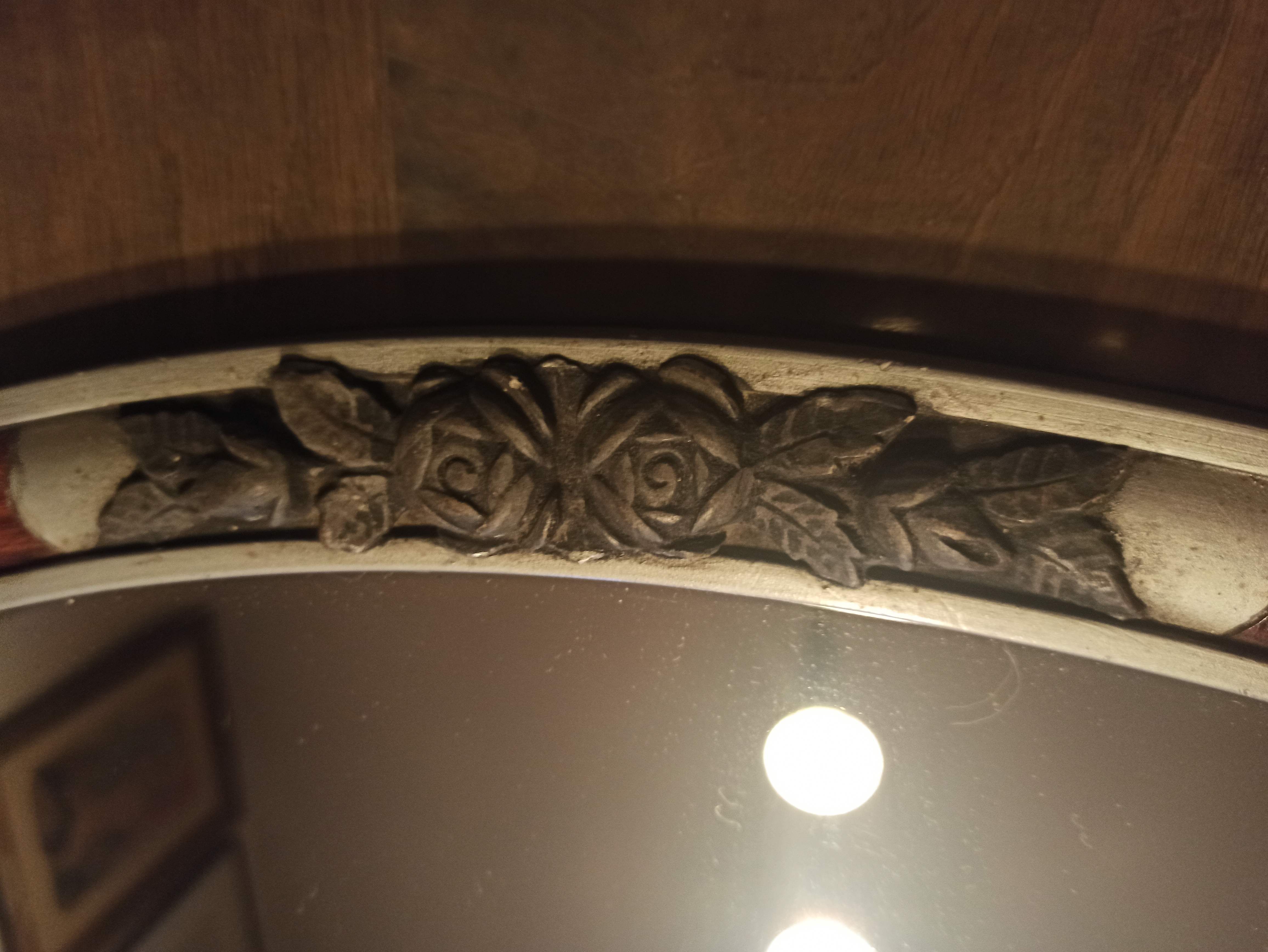 Miroir art déco argenté avec pompons 32x54cm