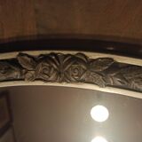 Silver Art Deco mirror with pompoms 32x54cm