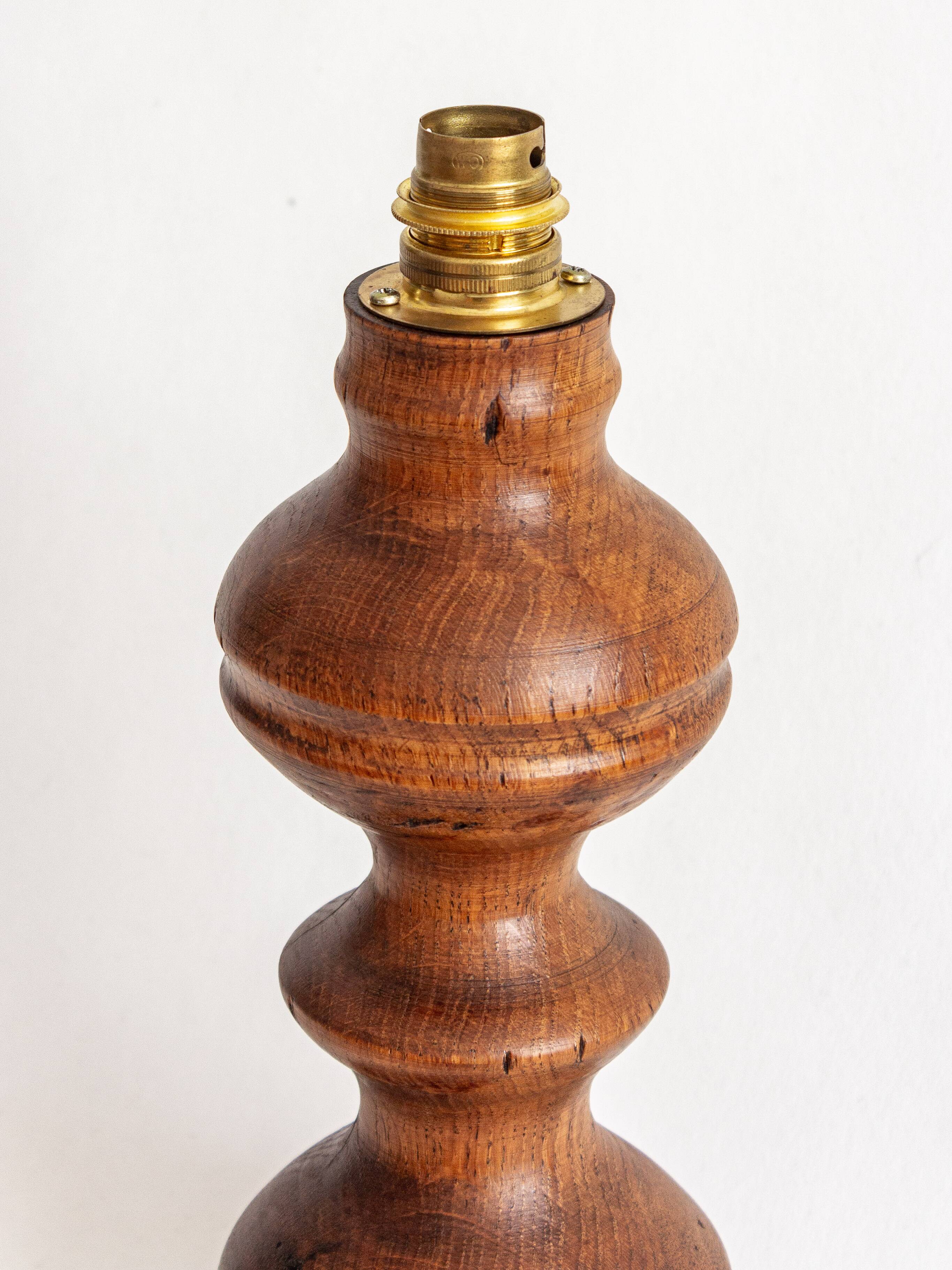 2 turned wooden lamp bases, 1940s-1960s