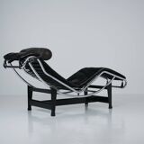 Black Fur LC4 Chaise Longue by Le Corbusier & Pierre Jeanneret for Cassina