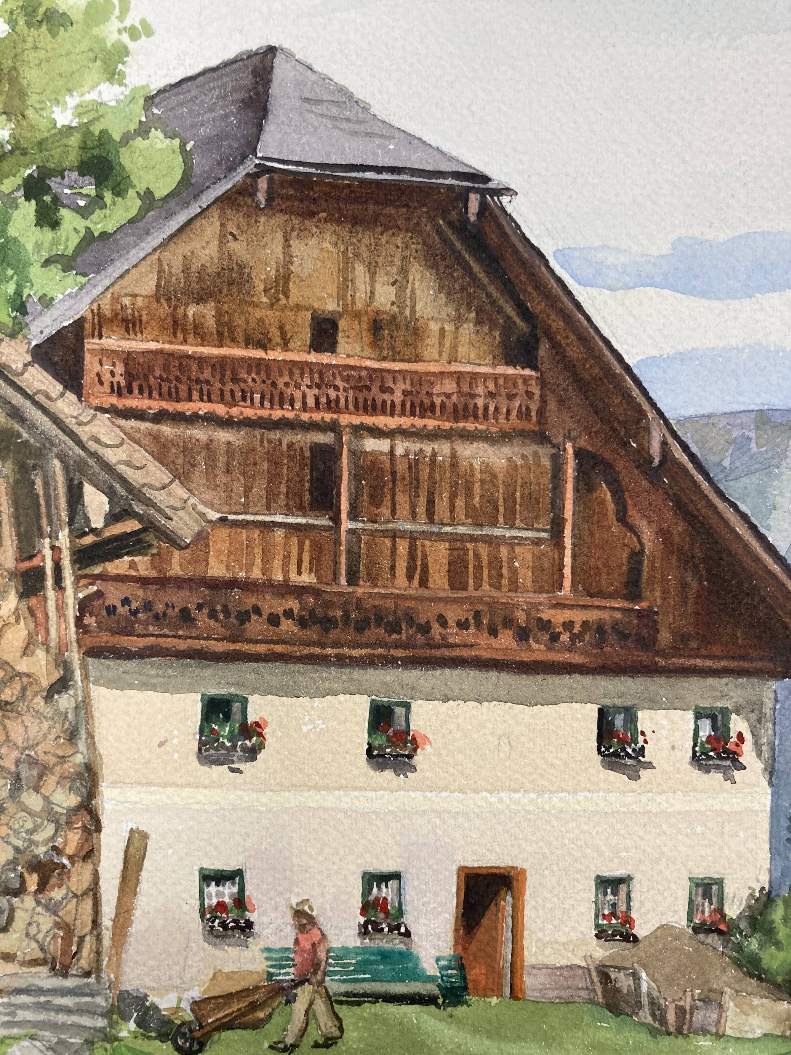 Vintage mountain watercolor