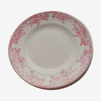 6 flat plates, Saint Amand earthenware, Fleurie series "Glycine"