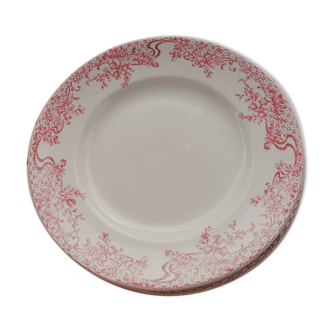 6 flat plates, Saint Amand earthenware, Fleurie series "Glycine"