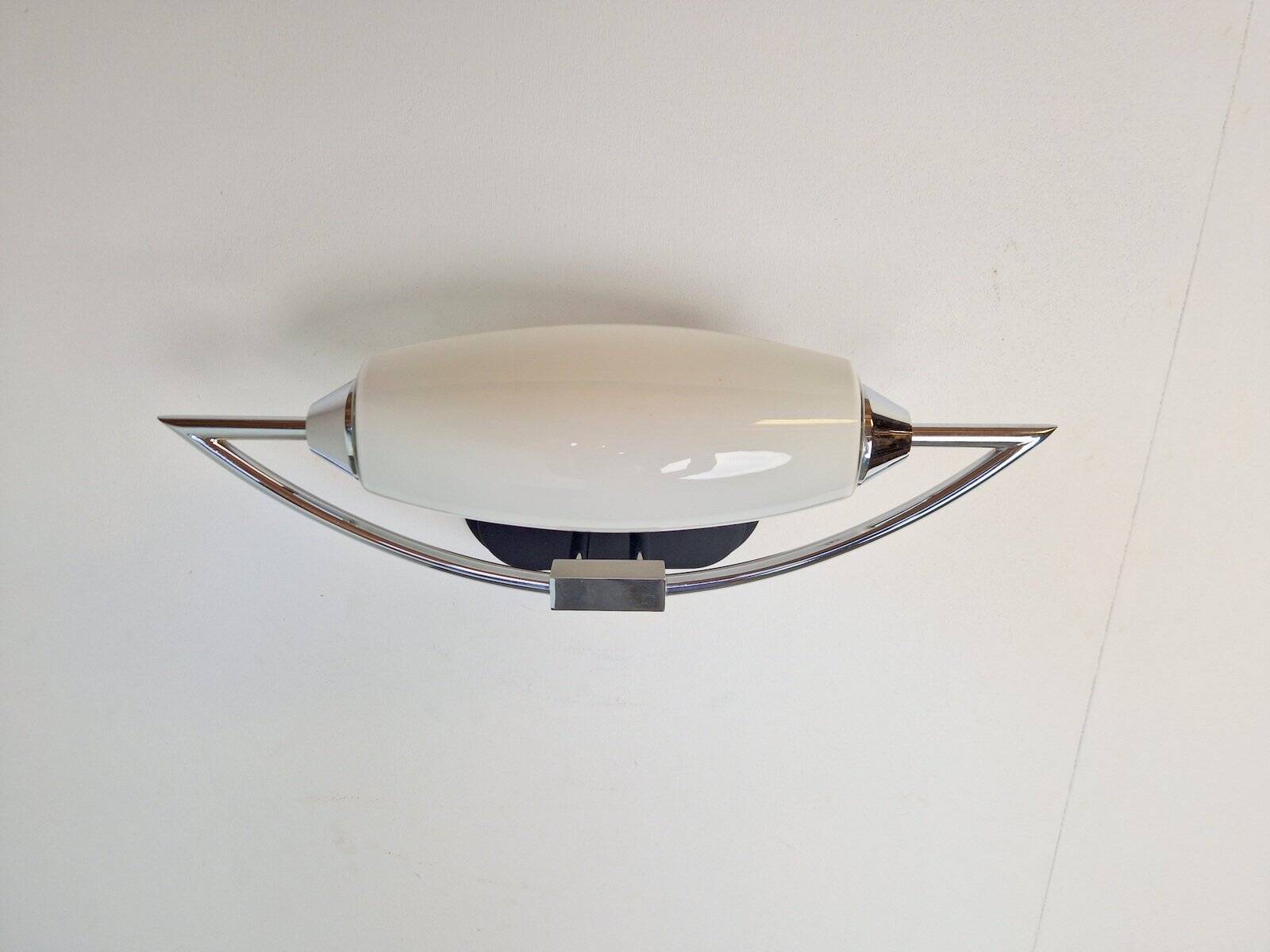 Vintage Bolero Wall Lamp in White Glass by Dieter Sieger for Peill & Putzler, Germany, 1970s
