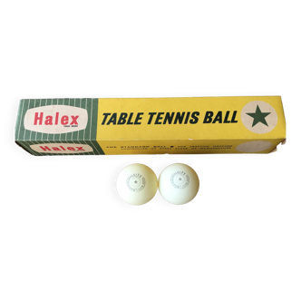 Old halex table tennis box with 2 vintage original balls