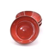 Four red ceramic dessert bowls from Vallauris, 1970s