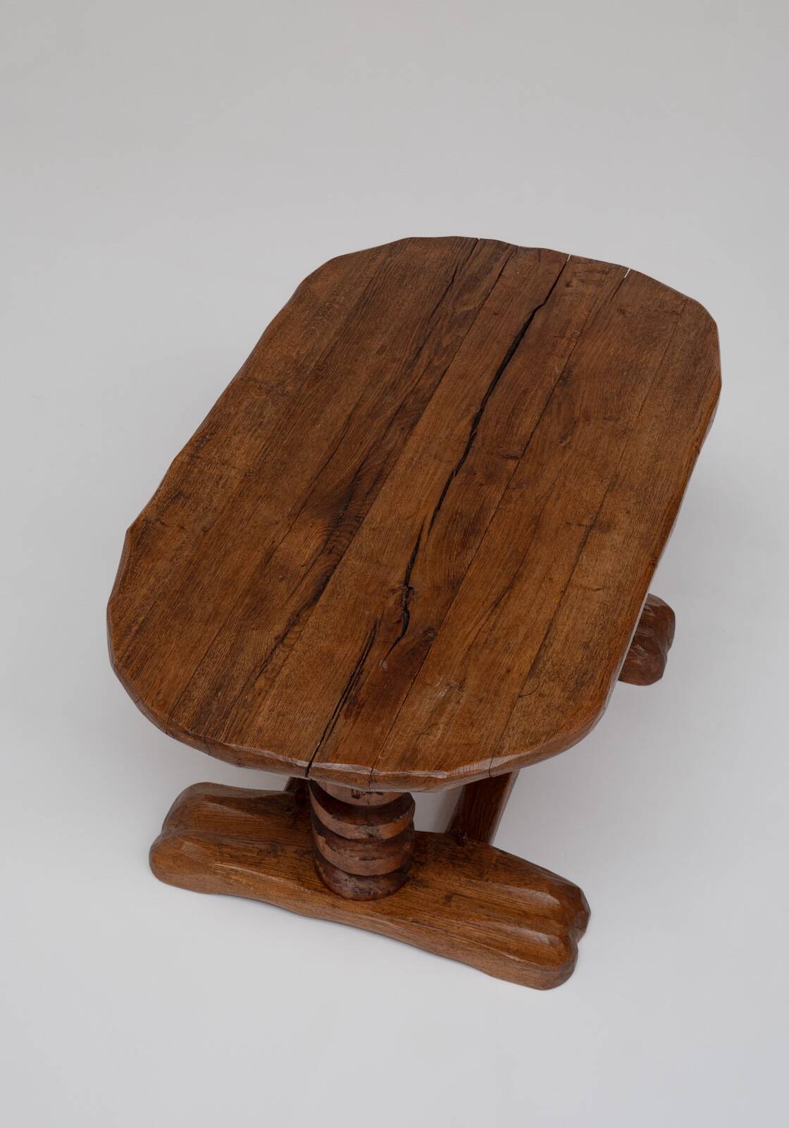 Sculptural French Oak Corkscrew Leg Coffee Table, France 1950s
