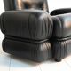 Black leather and tubular steel armchairs, 1970s