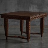 Hand-carved ornate wooden console tables, France, late 19th century