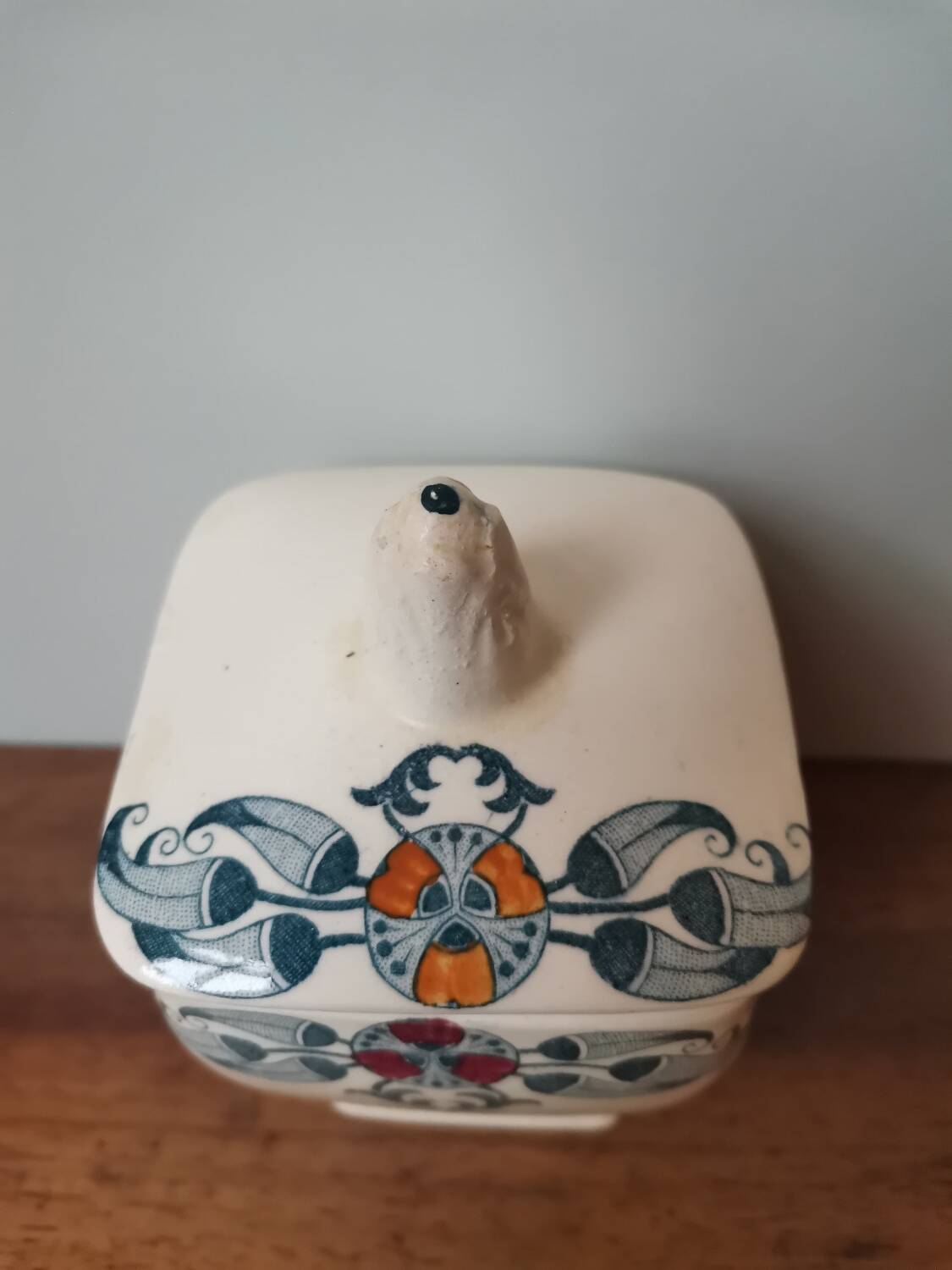 Set of 2 pot box spices tea vintage ceramic Longchamp model Mérida art nouveau