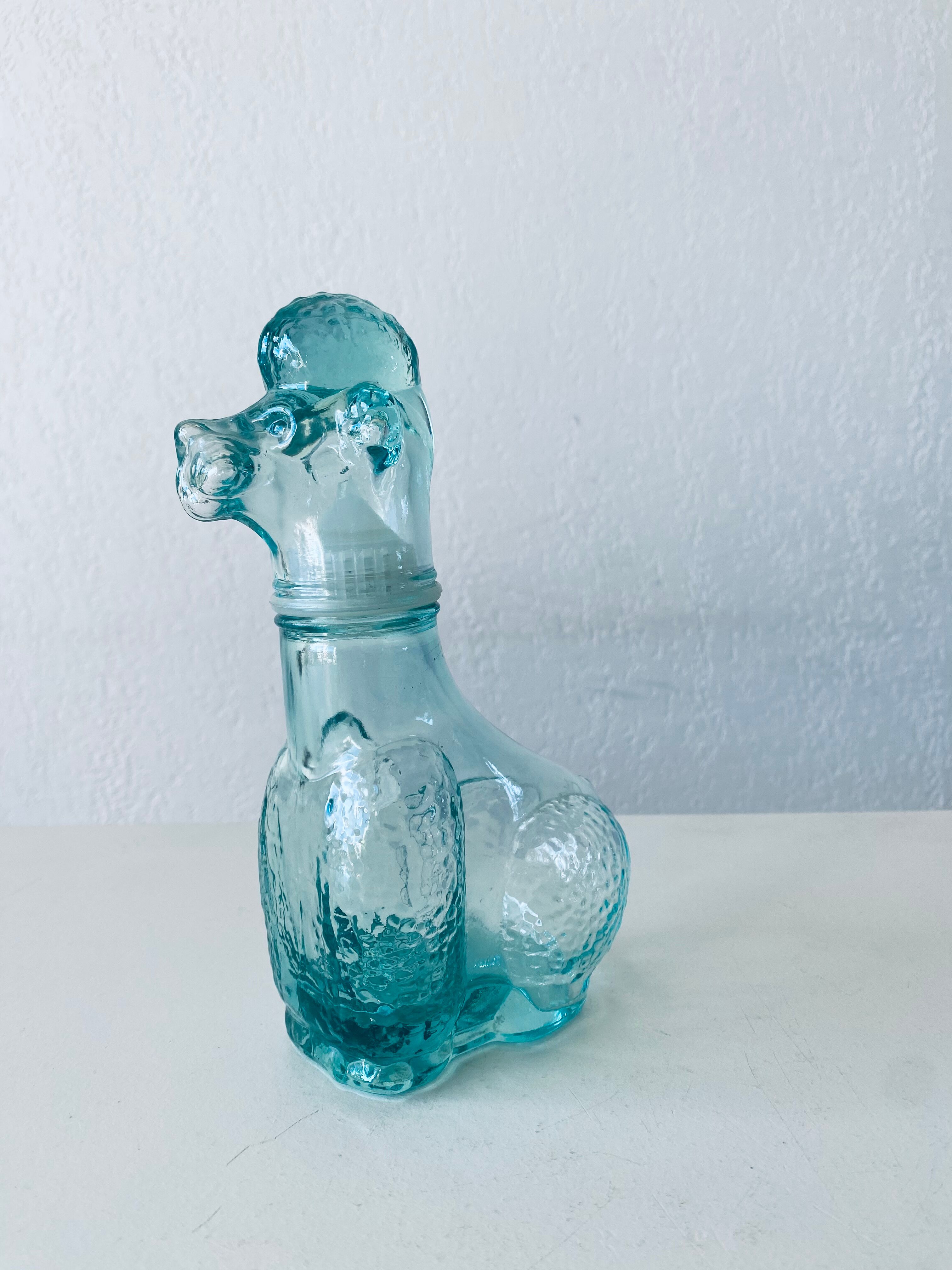 Carafe vintage en verre forme chien caniche