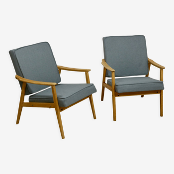 Pair of vintage armchairs from the 60s in beech