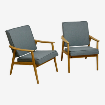 Paire de fauteuils vintage année 60 en hêtre
